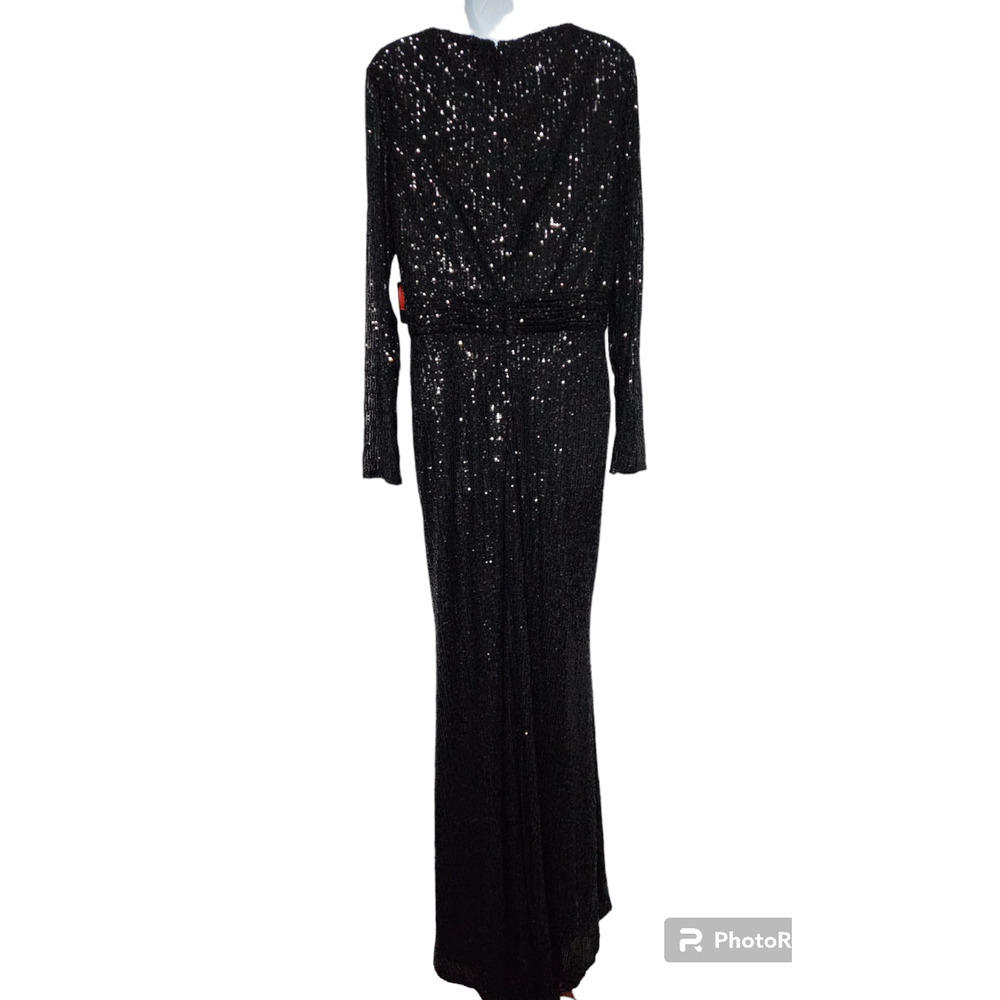 IEENA for MacDuggal SEQUINED LONG SLEEVED BLACK EVENING GOWN 10 - Picture 9 of 9